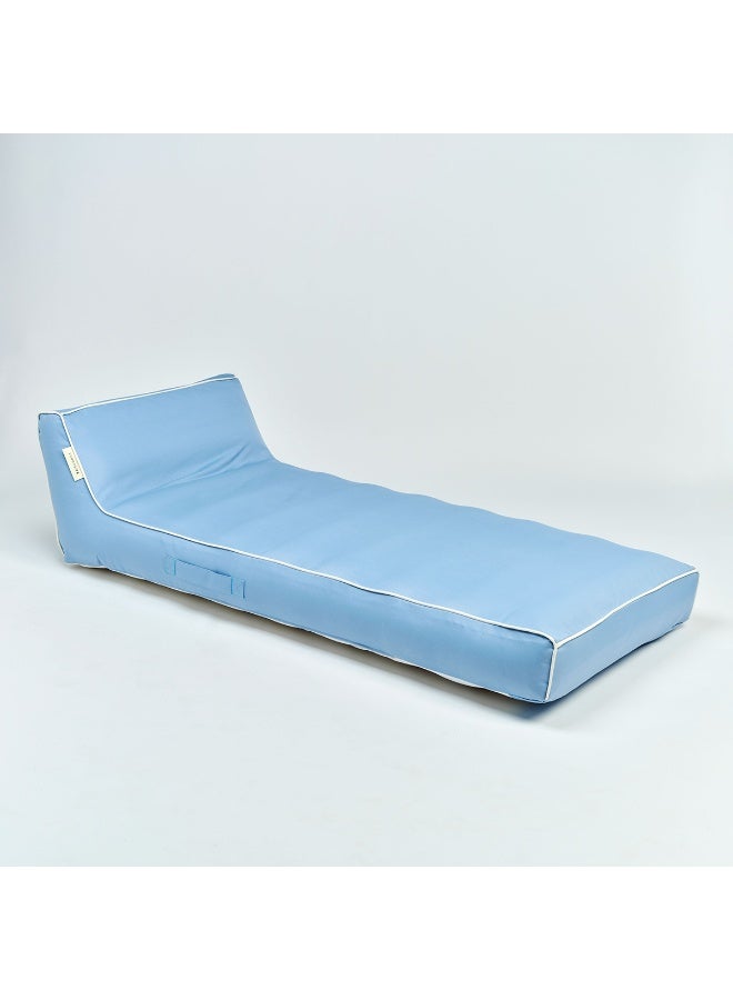 Sunnylife Luxe Lounger La Mer Med Blue – Large Inflatable Pool Lounger for Kids and Family Relaxation, Comfortable Floating Mattress, Stylish Summer Pool Float - Image 1